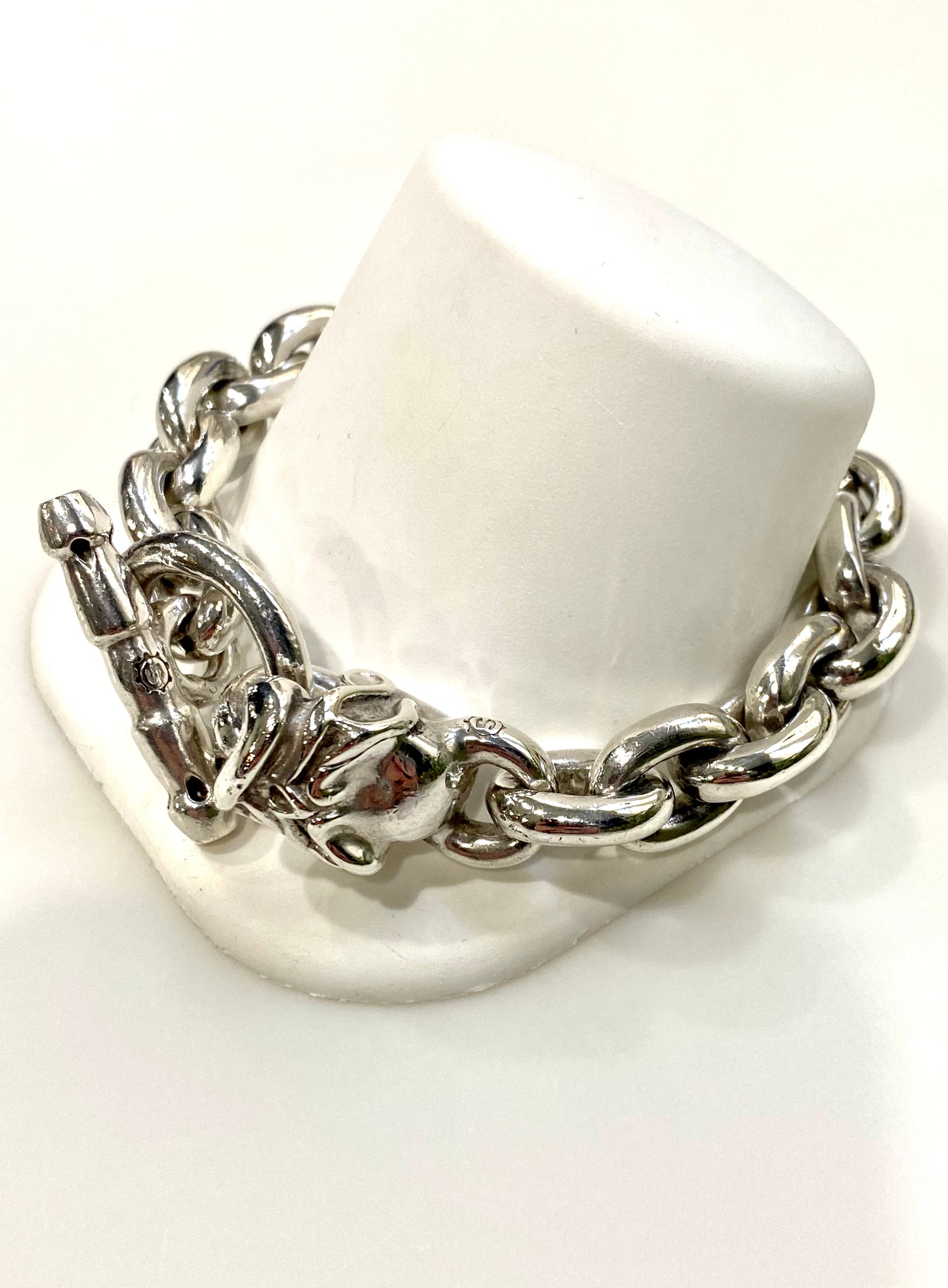 SOLID STERLING SILVER TOGGLE LINK BRACELET