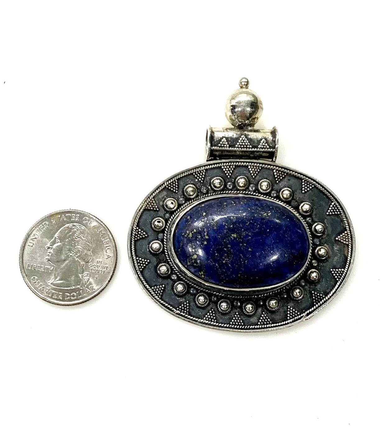 Large Blue Lapis Sterling Silver Pendant