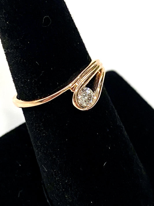 Gorgeous Asymmetrical Rose Gold Diamond Ring