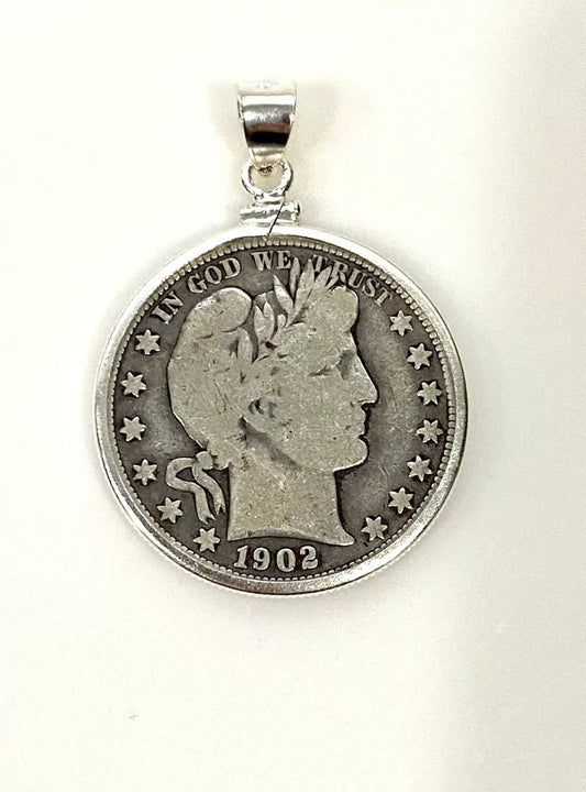 1902 O Barber Half Dollar Pendant