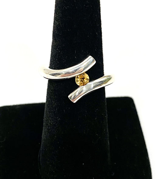 STUNNING CITRINE STERLING SILVER BYPASS RING