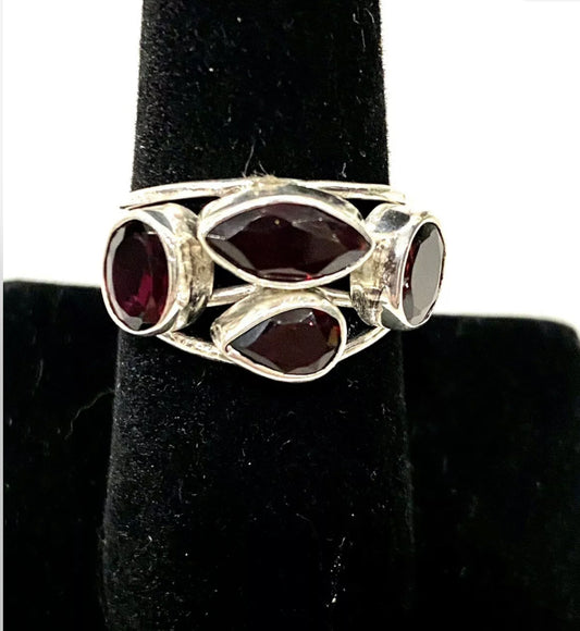 Garnet Topaz Sterling Silver Ring