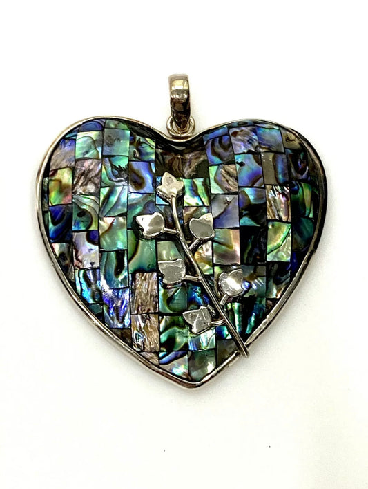 Abalone Mosaic Heart Shaped Pendant