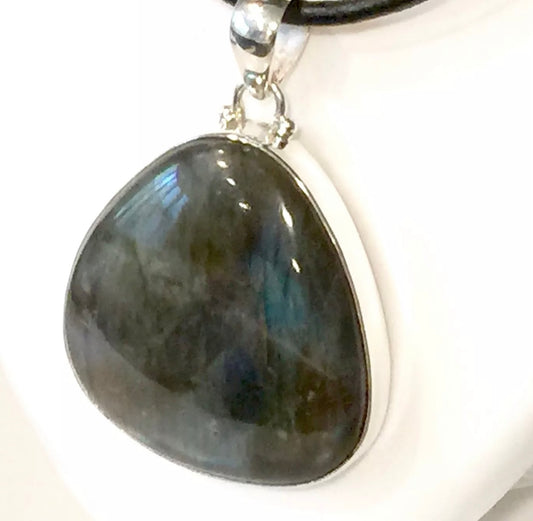 Large Labradorite Sterling Silver Pendant