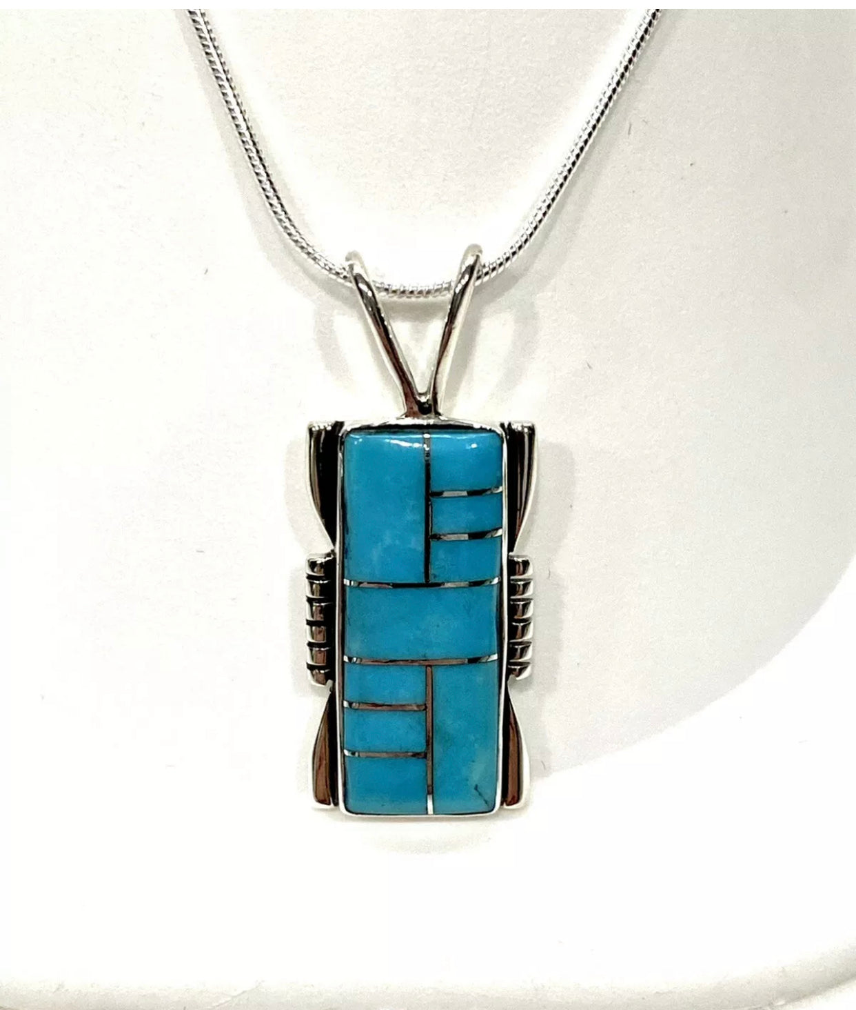 Modern Turquoise Sterling Silver Necklace