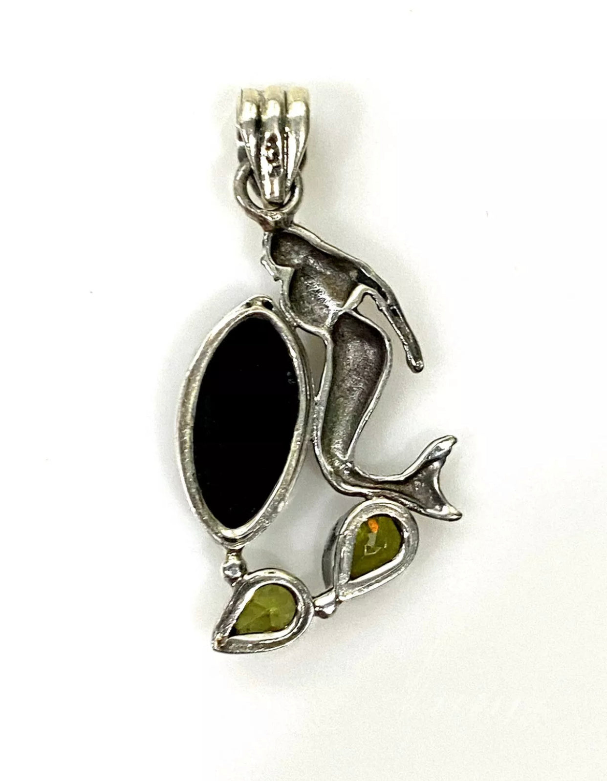 Dichroic Glass And Tourmaline Sterling Silver Mermaid Pendant