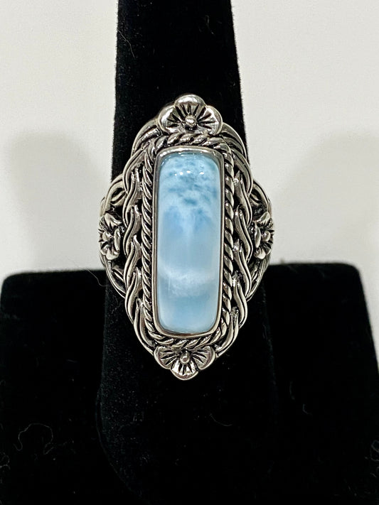 Vintage Style Larimar Sterling Silver Ring