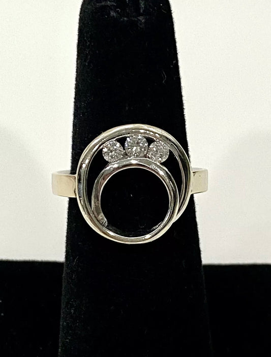 Modern 14k White Gold Diamond Ring