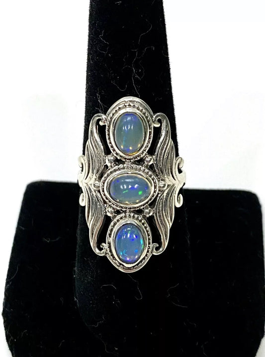 Ornate Moonstone Sterling Silver Ring