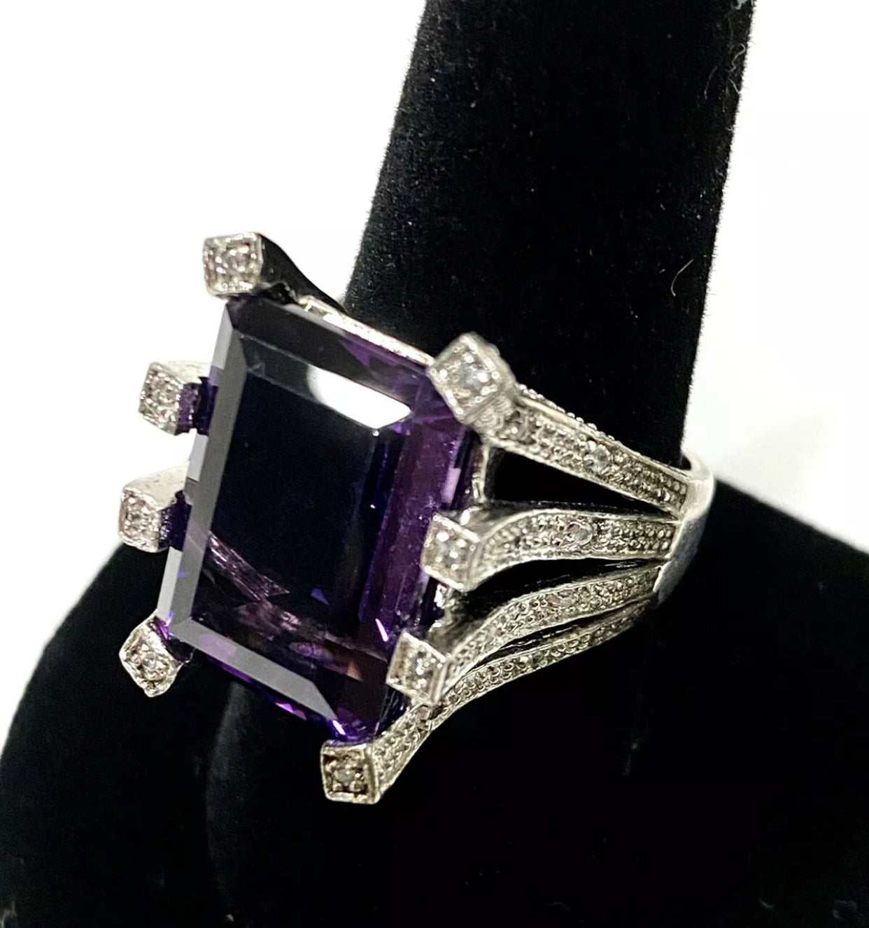 Amethyst And Marquisite Sterling Silver Ring