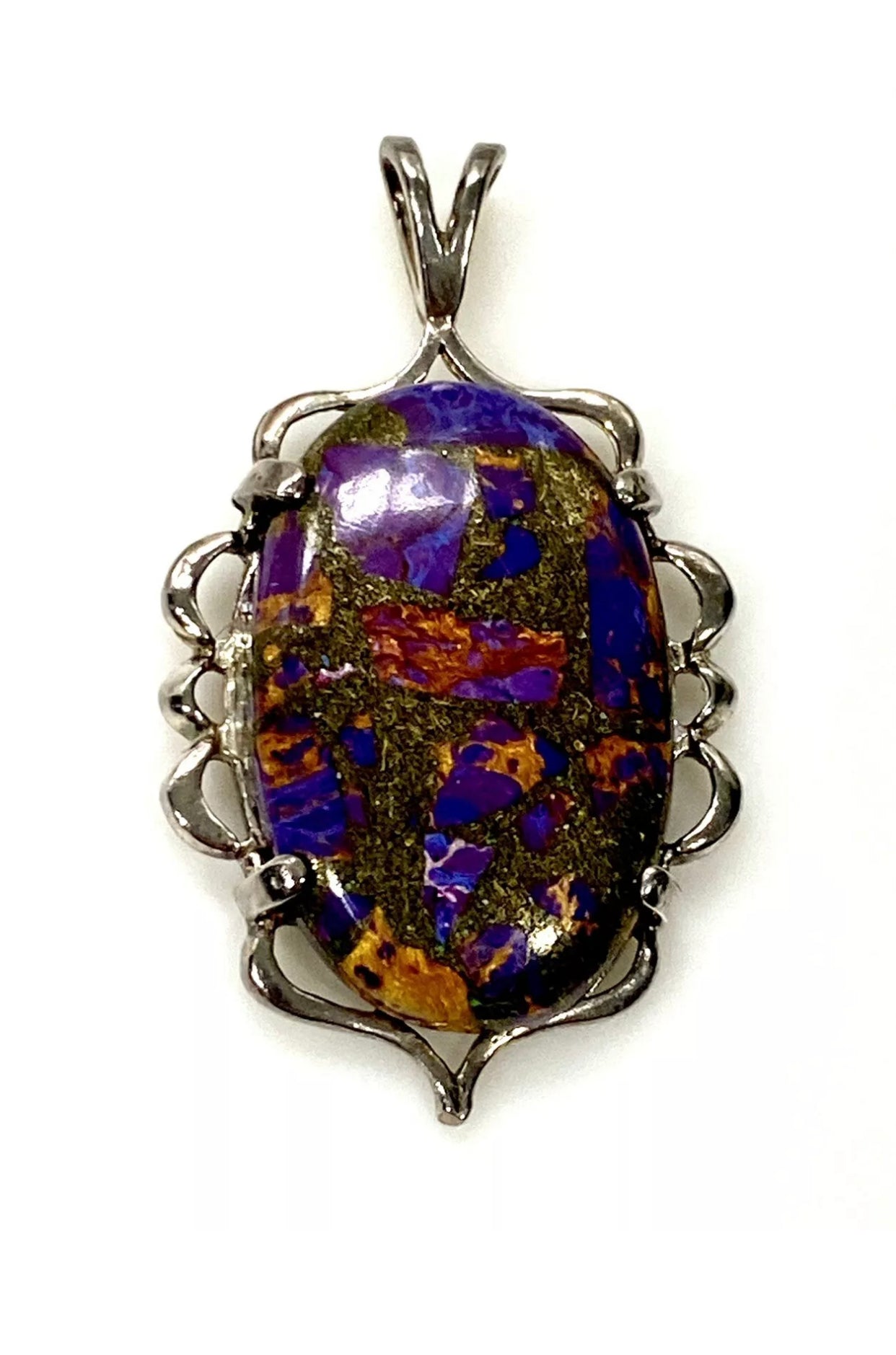 Royal Purple Copper Turquoise Sterling Silver Pendant