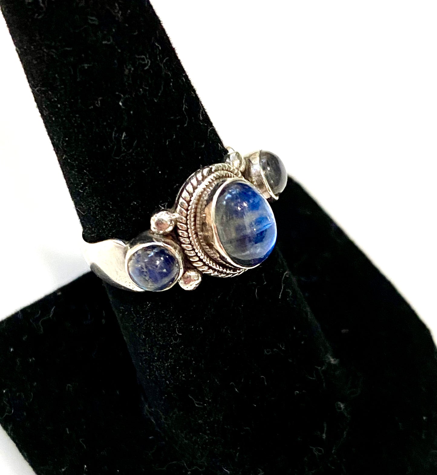 Vintage Inspired Sterling Silver Labradorite Cabochon Ring