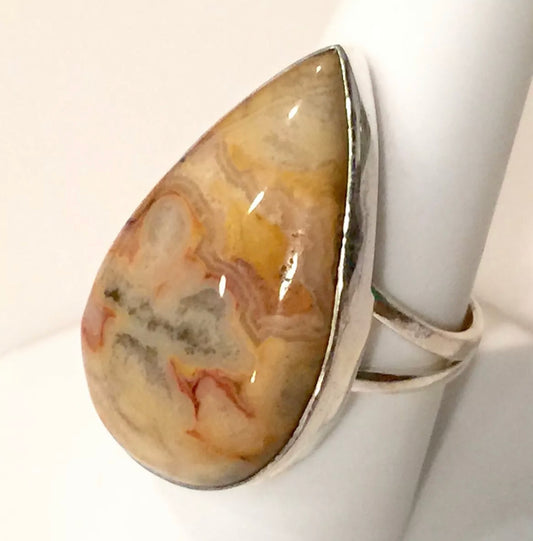 Large Bumble Bee Jasper Sterling Silver Ring