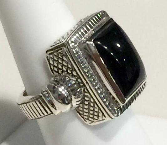 Vintage Style Arya Designer Onyx Solid Sterling Silver Ring