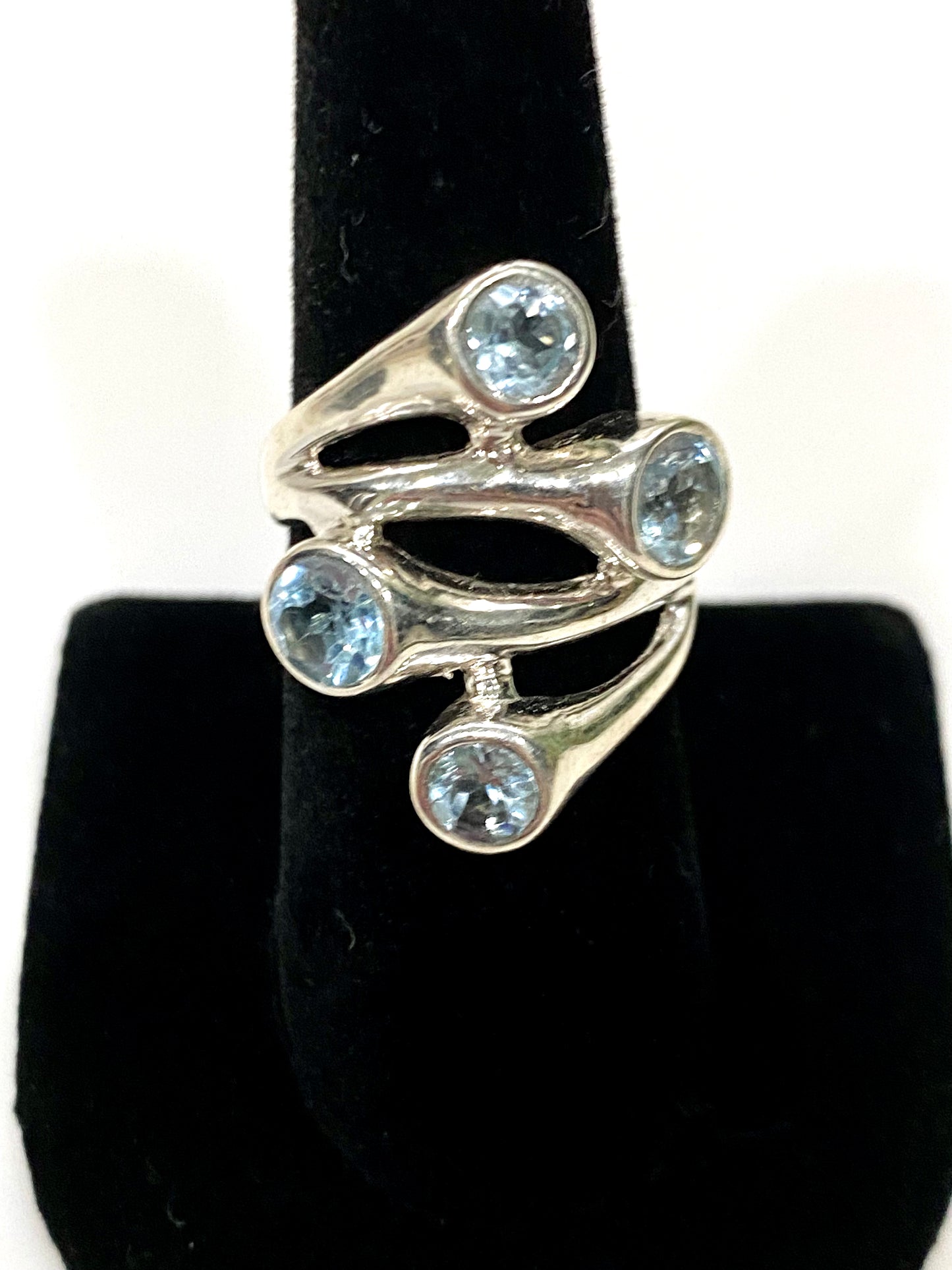 MODERN BLUE TOPAZ STERLING SILVER RING