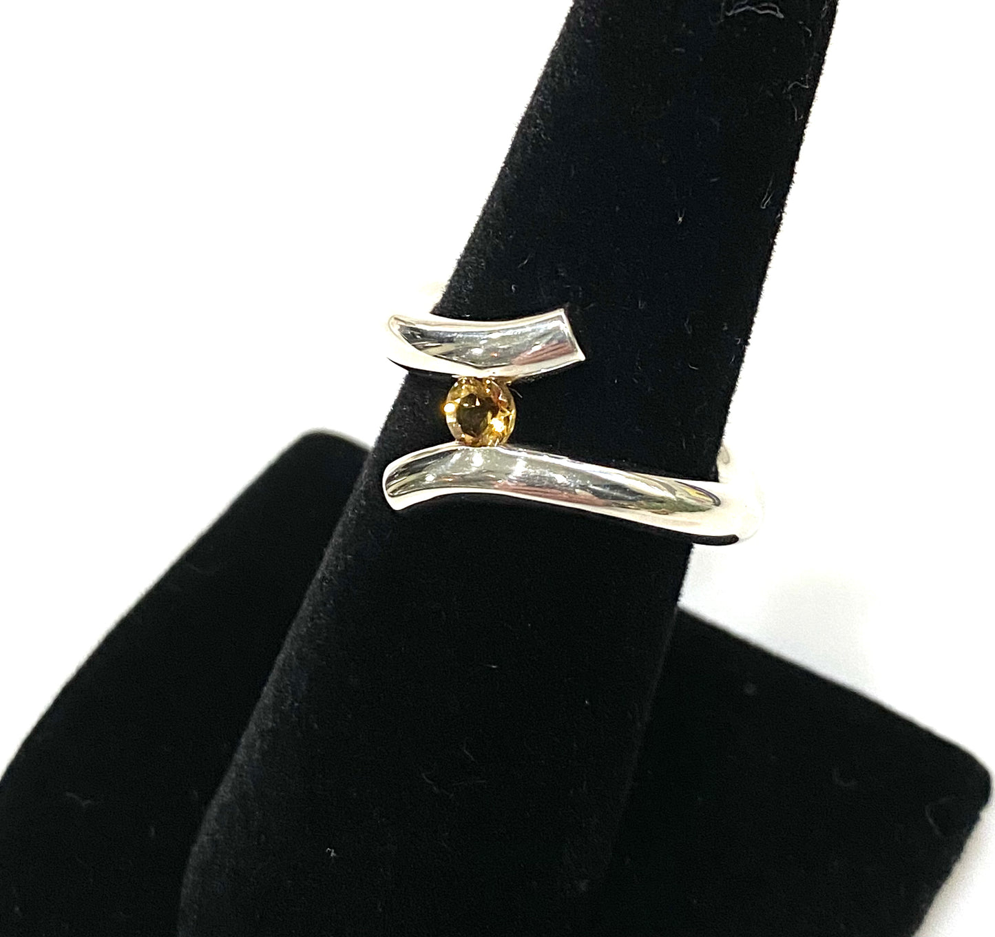 STUNNING CITRINE STERLING SILVER BYPASS RING