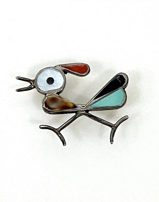 Sterling Silver Enameled Road Runner Pin/Pendant