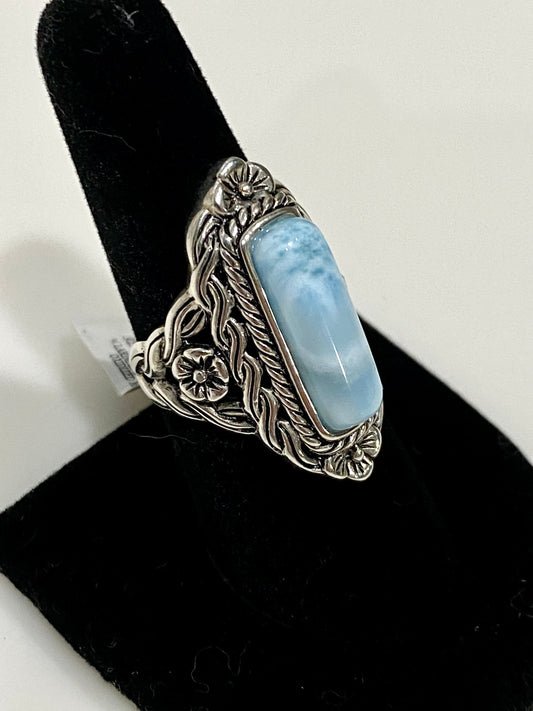 Vintage Style Larimar Sterling Silver Ring