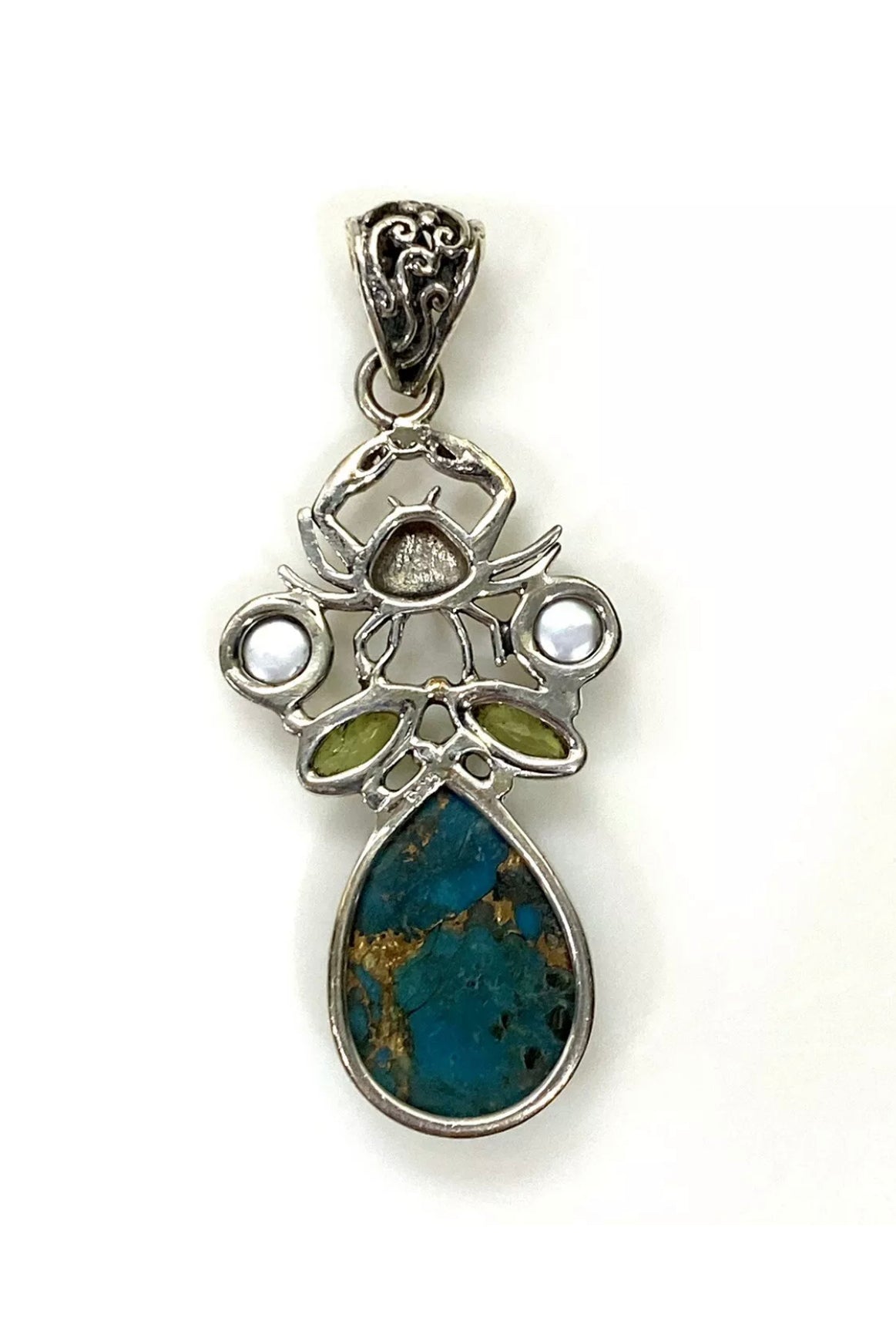 Blue Copper Turquoise Sterling Silver Pendant