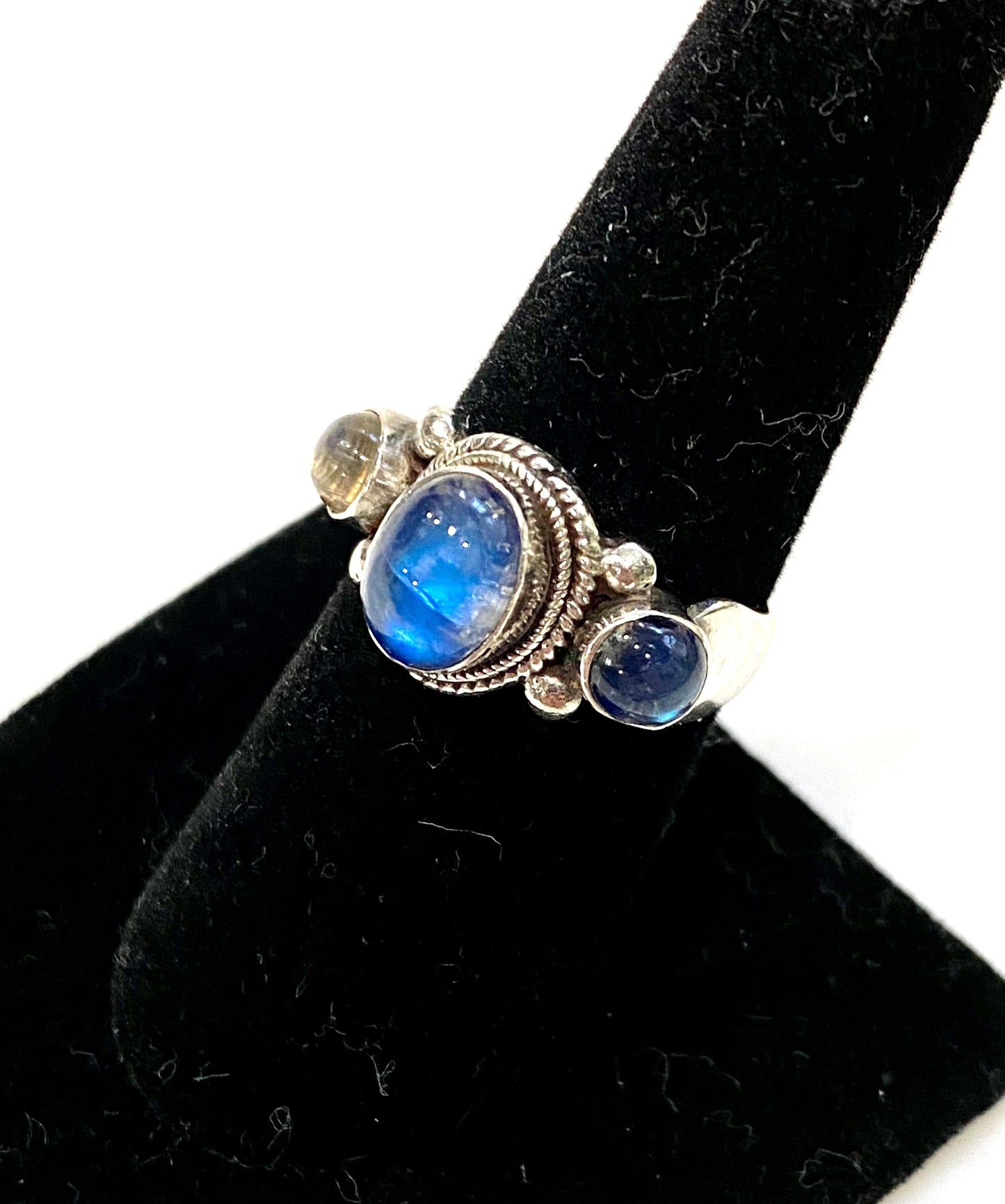 Vintage Inspired Sterling Silver Labradorite Cabochon Ring