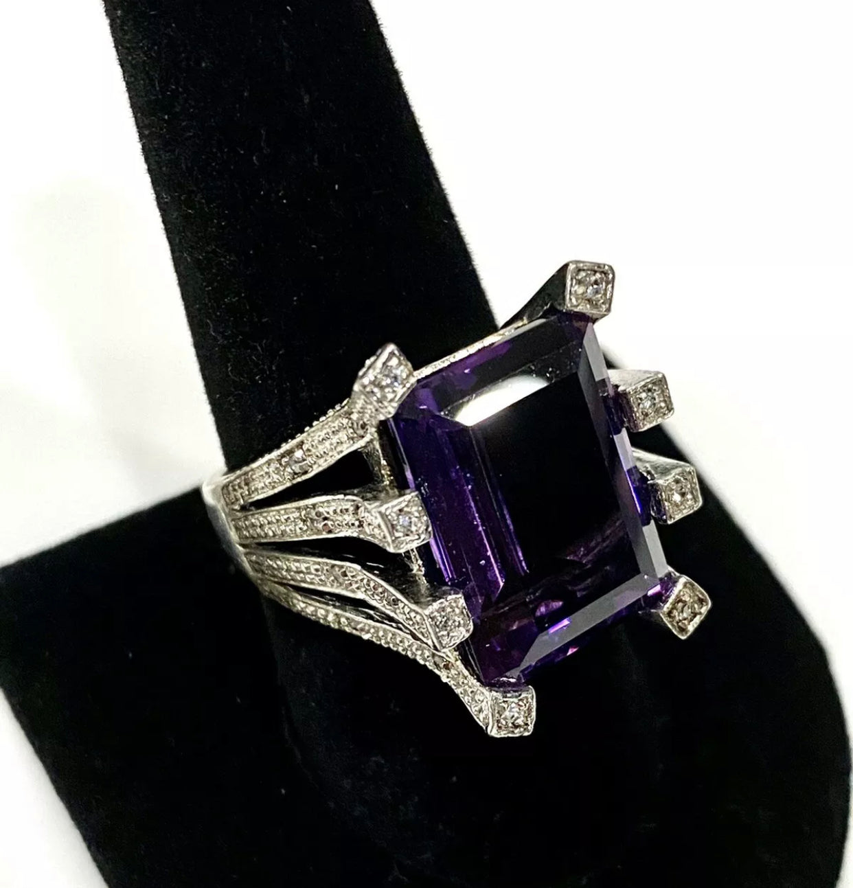 Amethyst And Marquisite Sterling Silver Ring