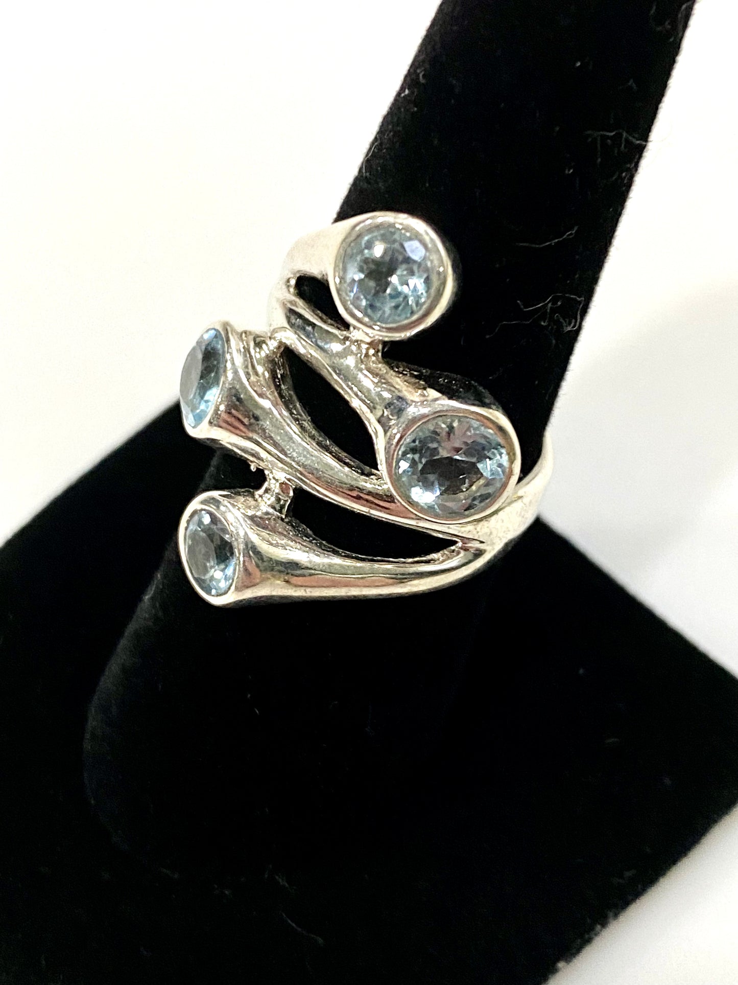 MODERN BLUE TOPAZ STERLING SILVER RING