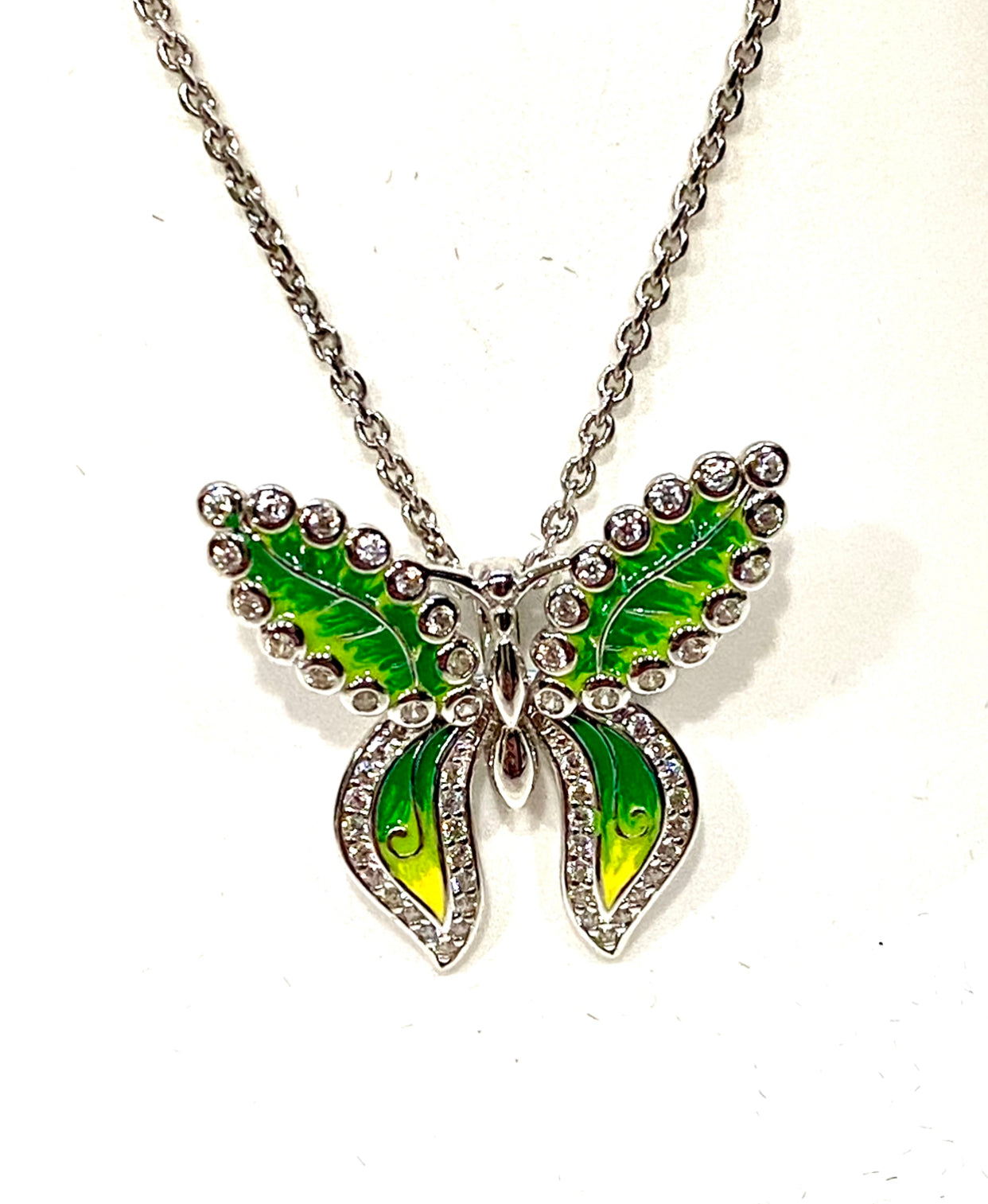 Butterfly Enameled Sterling Silver Pendant