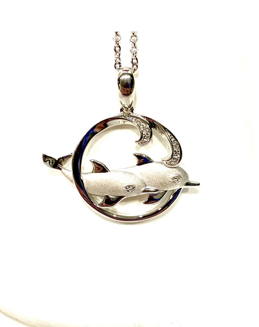 Dolphins Jumping Rings Necklace