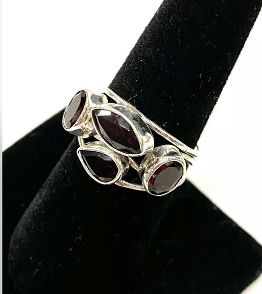 Garnet Topaz Sterling Silver Ring