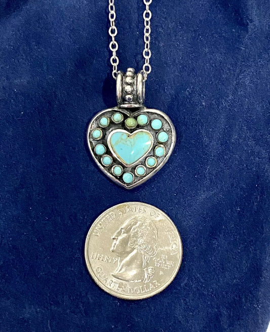 Turquoise Sterling Silver Heart Necklace