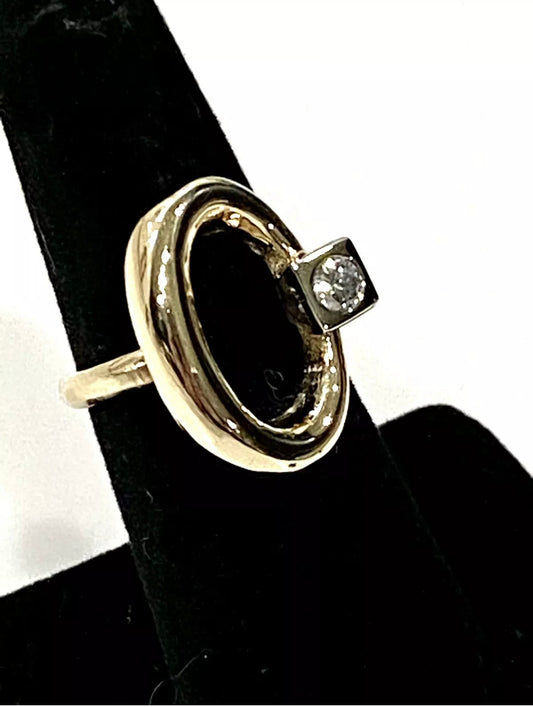 Oval 14k Gold Diamond Ring