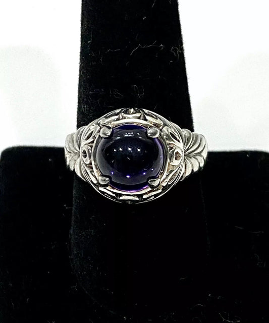 Amethyst Cabochon Sterling Silver Ring