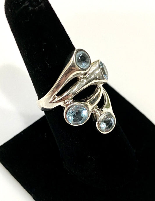 MODERN BLUE TOPAZ STERLING SILVER RING