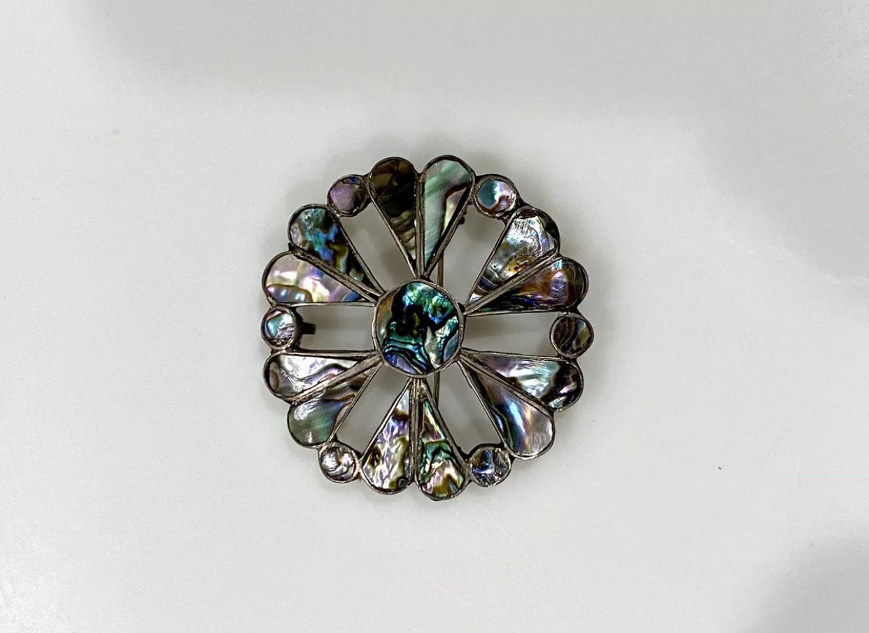 Vintage Abalone Mexico Pin Brooch