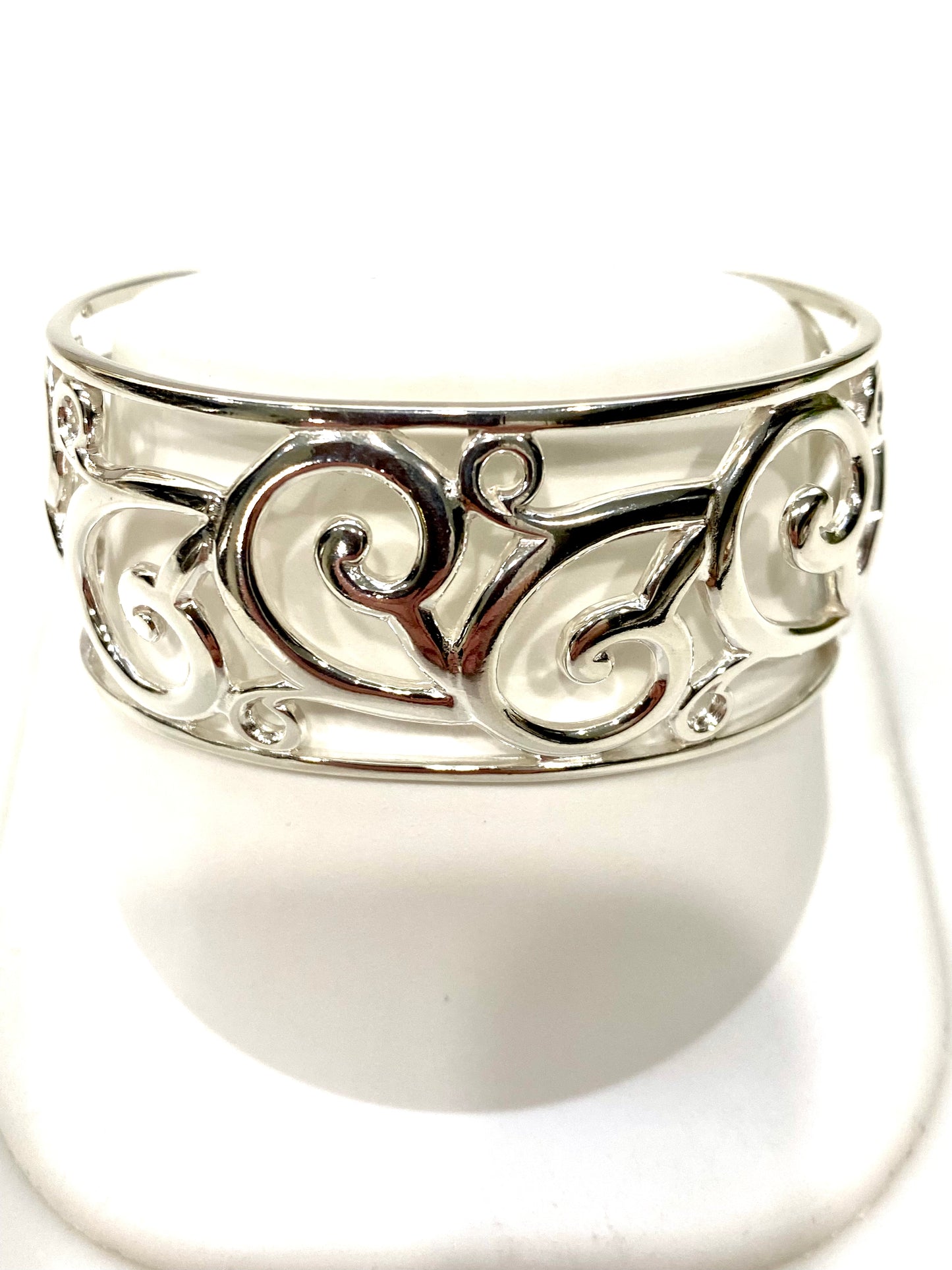 SOLID STERLING SILVER FILIGREE CUFF BRACELET