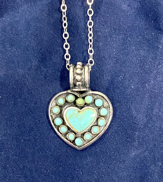 Turquoise Sterling Silver Heart Necklace