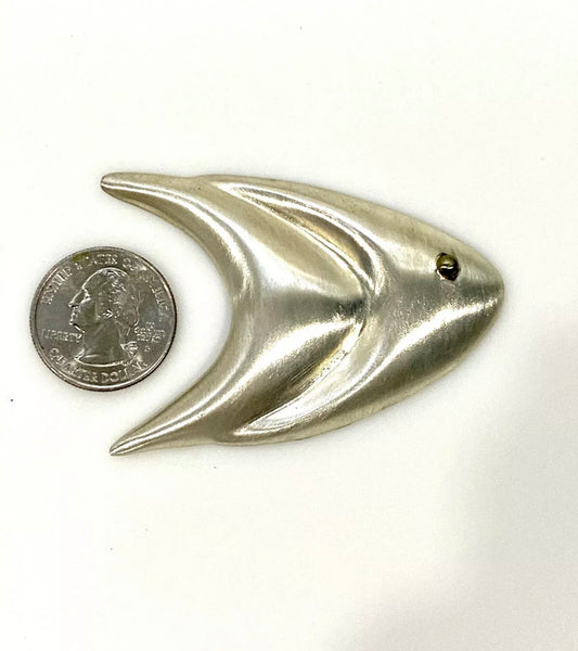 Large Alpaca Mexico Sterling Silver Fish Pendant