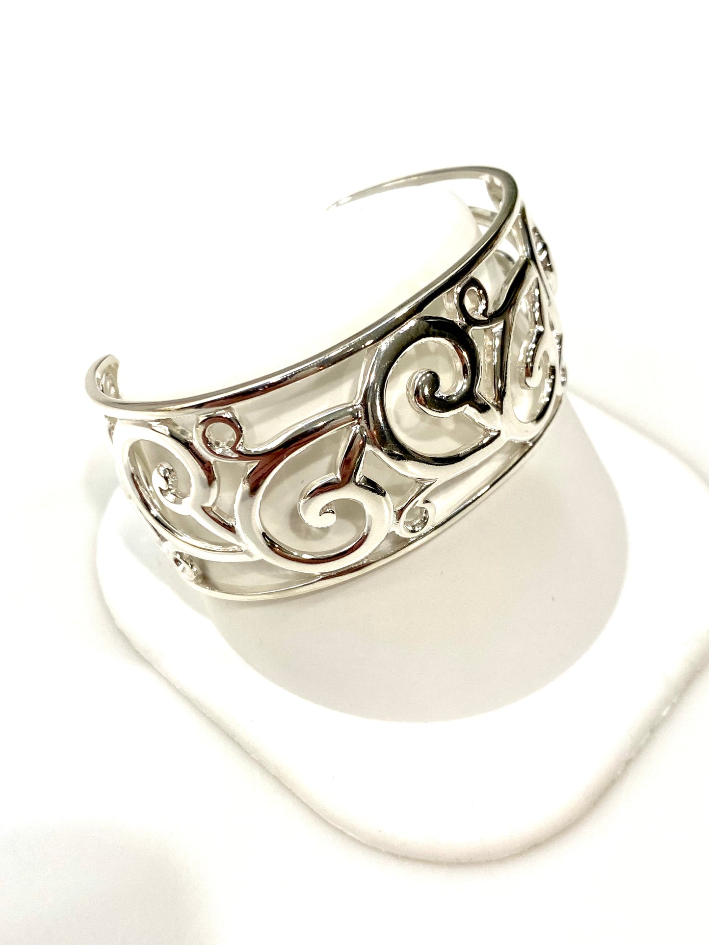 SOLID STERLING SILVER FILIGREE CUFF BRACELET