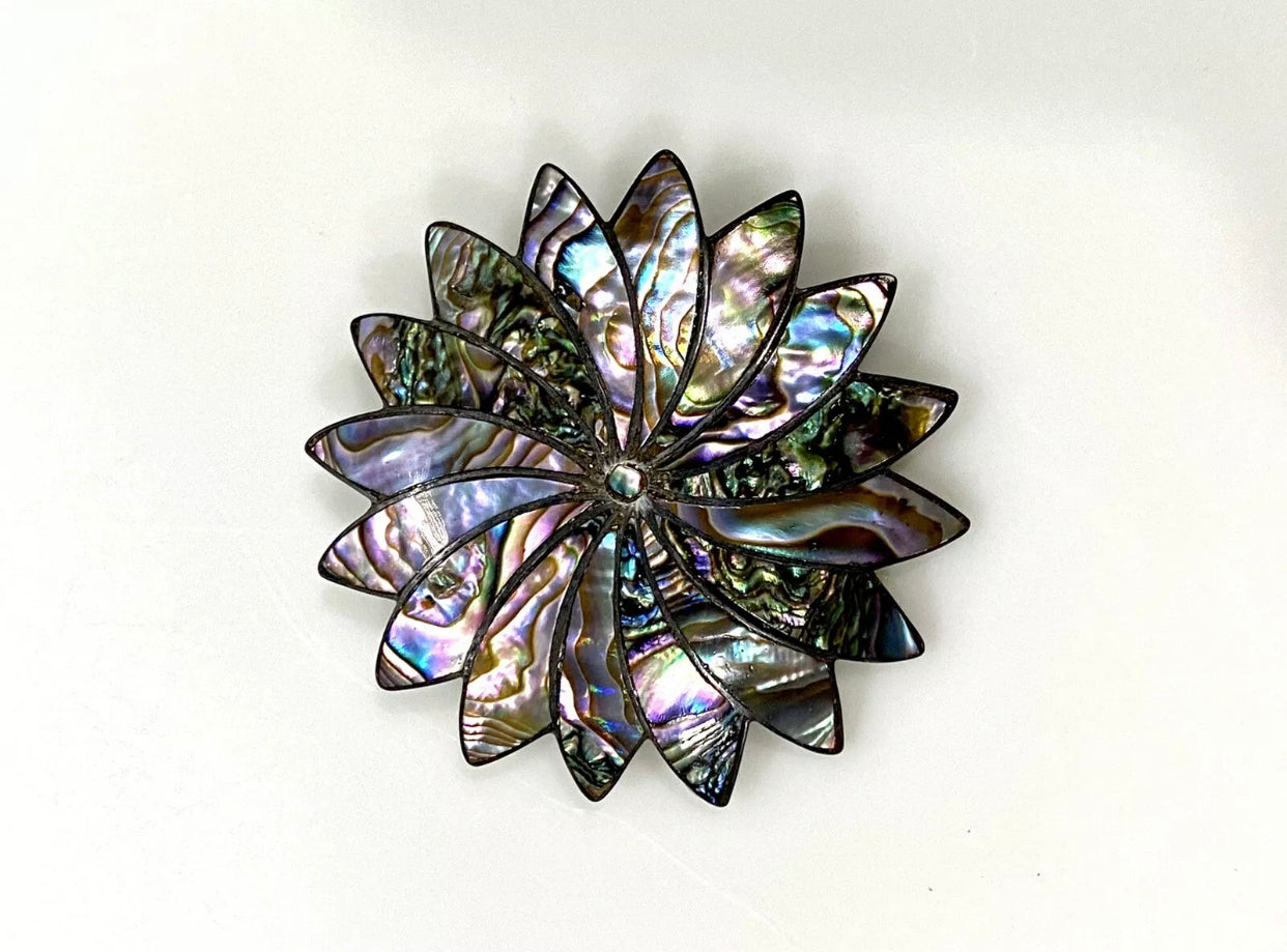 Vintage Abalone Sterling Silver Pin Brooch