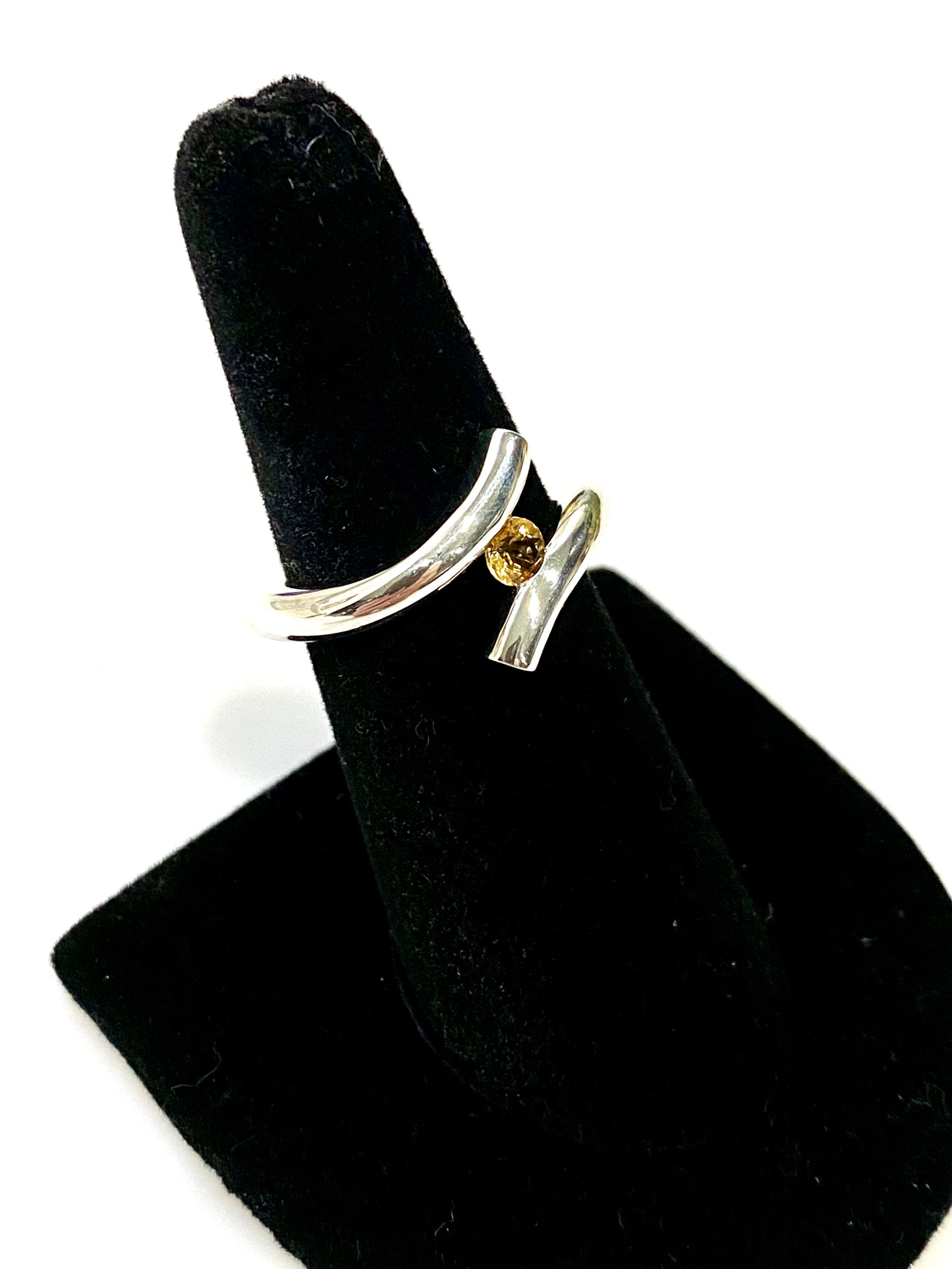 STUNNING CITRINE STERLING SILVER BYPASS RING