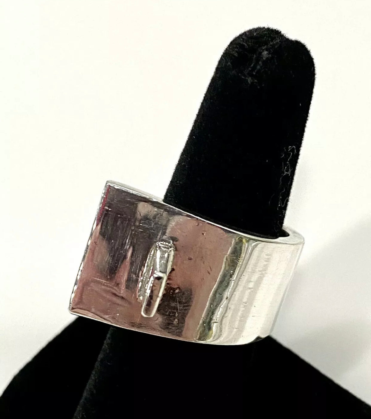 Modern Sterling Silver Buckle Ring