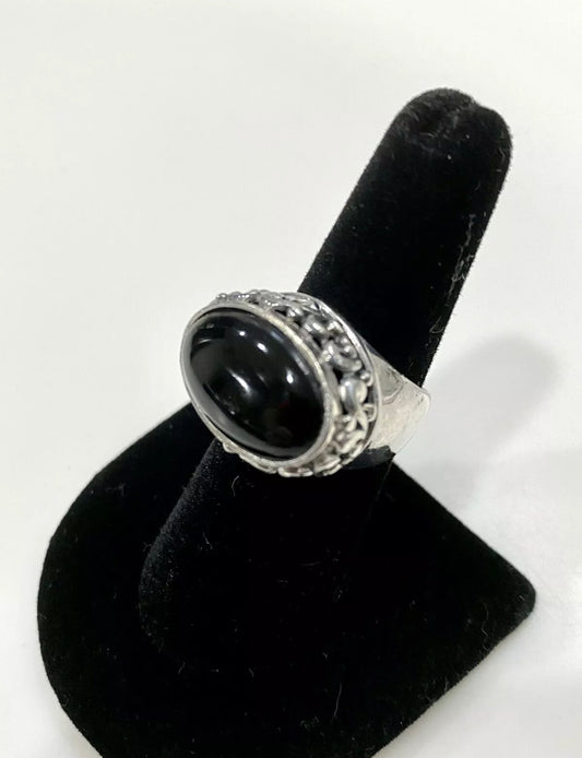 Genuine Black Onyx Sterling Silver Ring