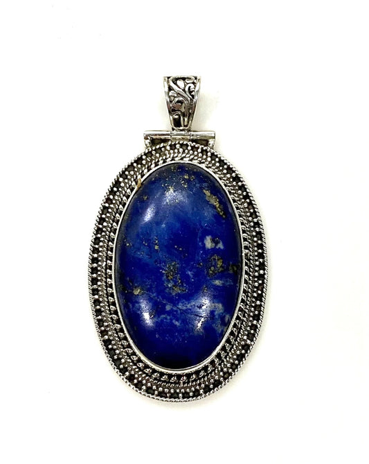 Oval Blue Lapis Sterling Silver Pendant