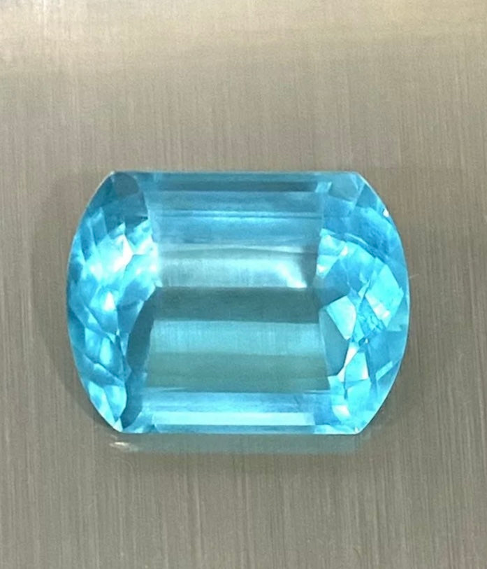 Large Faceted Blue Glass Stone