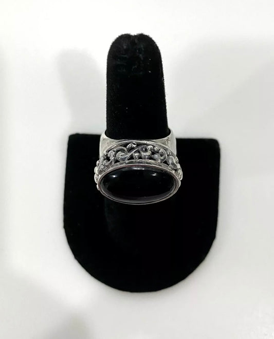 Genuine Black Onyx Sterling Silver Ring