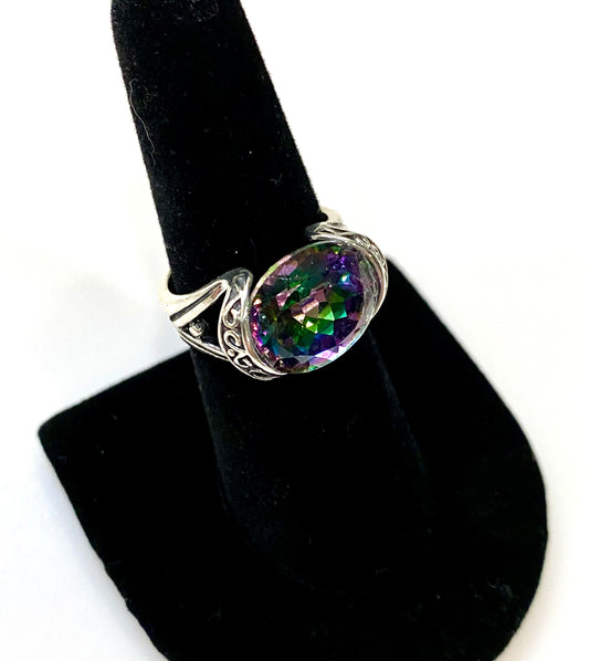 VIBRANT MYSTIC TOPAZ STERLING SILVER RING