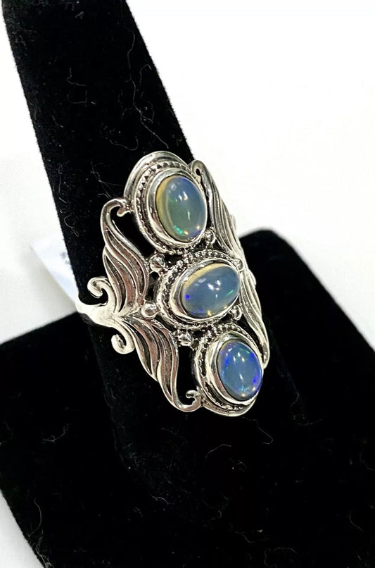 Ornate Moonstone Sterling Silver Ring