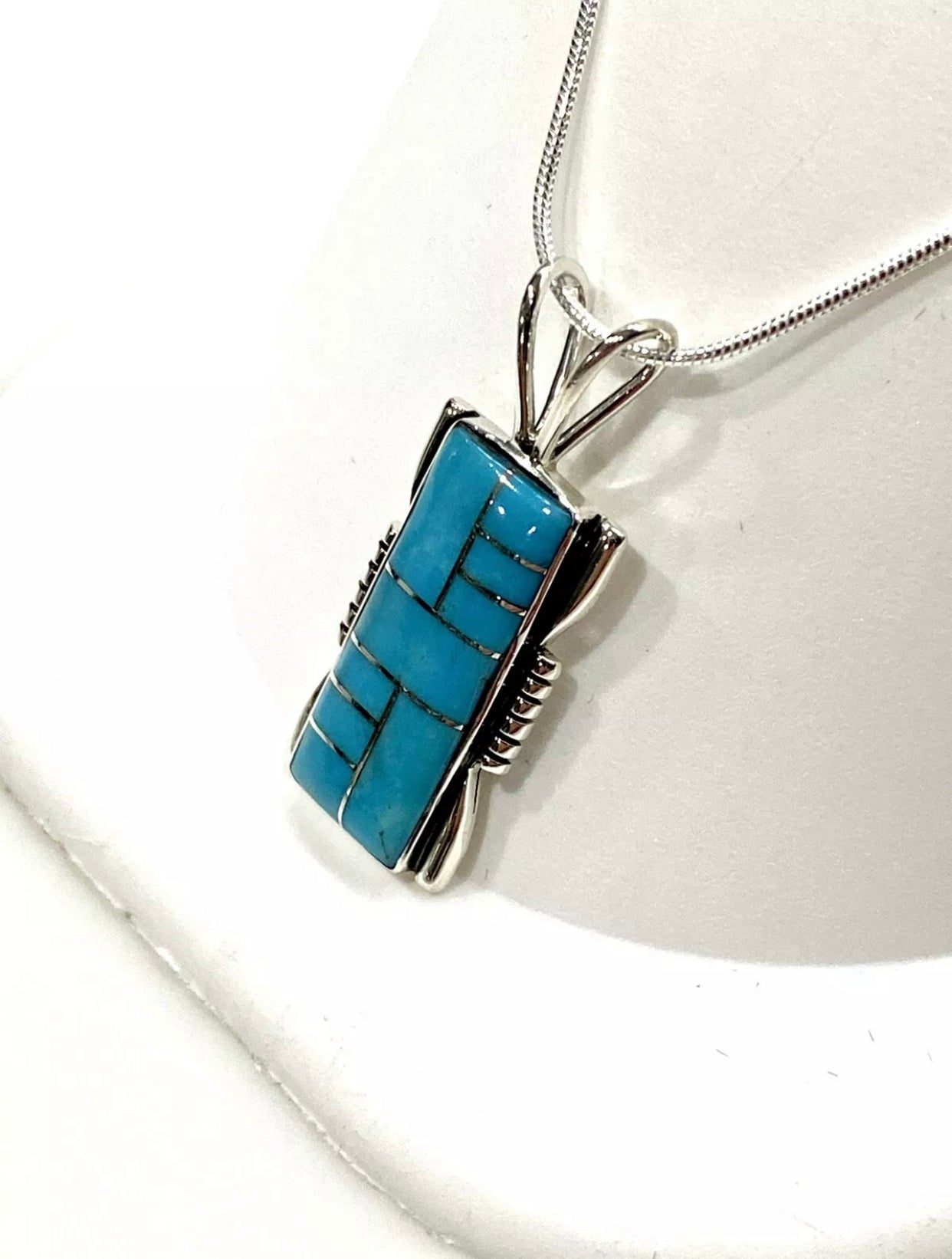 Modern Turquoise Sterling Silver Necklace